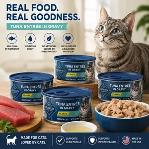 Natural Flaked Wet Cat Food in Savory Tuna Gravy – Protein-Rich Cat Meal, Soft Flaked Texture, 3oz Cans, 4 Pack Variety for Adult Cats