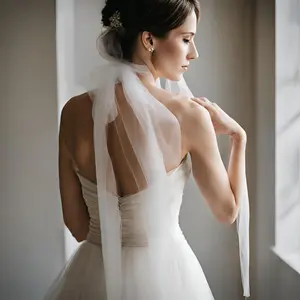 Narrow Ivory Silk Bridal Scarf for Wedding, Long Silk Neck Scarf, Tulle English Net Skinny Neckerchief, Draped Wedding Wrap scarf