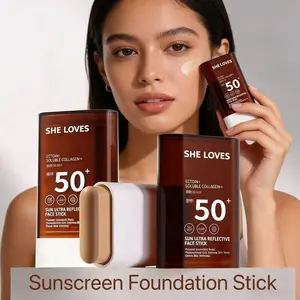 Sheloves Sunscreen Foundation Stick,Sunstick Protection Bar Broad Spectrum SPF50+ No Whitecast Water Resistant Protector Solar Barra Concealer Foundation Sunscreen Stick