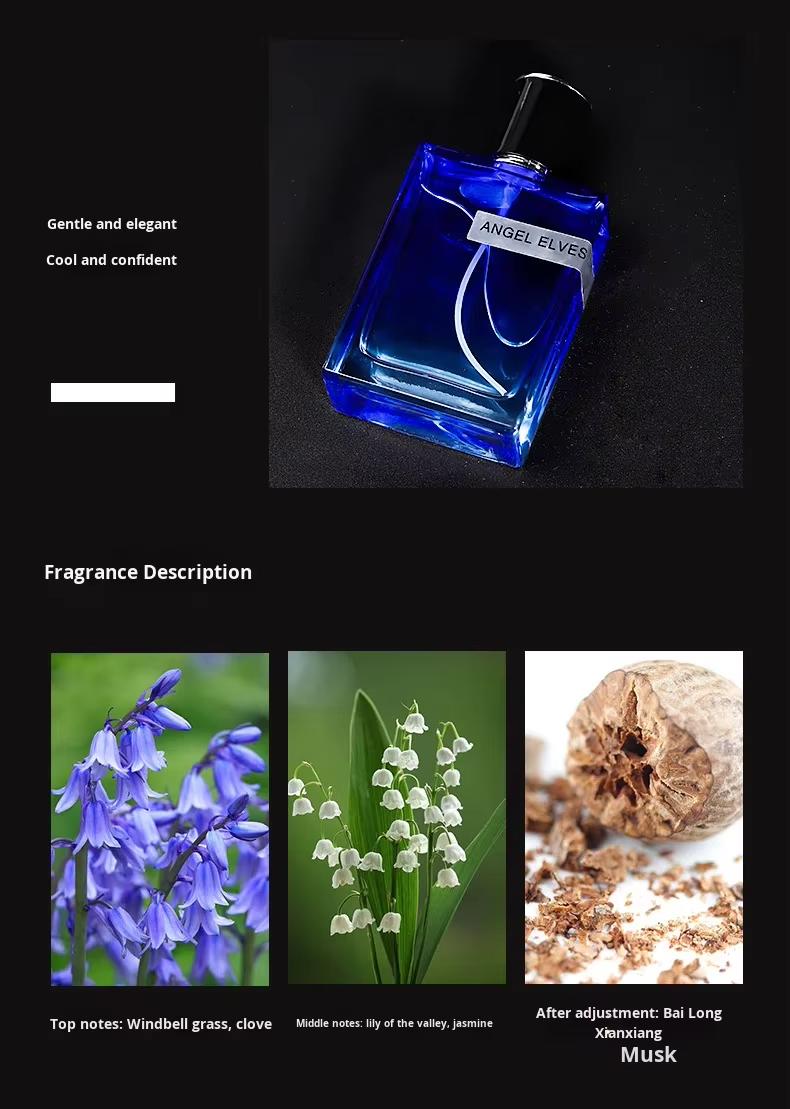 ANGEL ELVES Dark Blue Perfume | 50ml 1.7Fl.OZ | men's colognes | The freshness of the windflowers and lilacs, mingled with the floral scent of anemones and jasmine, concludes with a gentle white musk. |summer fragrance men | long lasting perfume ANGEL ELVES Dark Blue Perfume | 50ml 1.7Fl.OZ | men's colognes | The freshness of the windflowers and lilacs, mingled with the floral scent of anemones and jasmine, concludes with a gentle white musk. |summer fragrance men | long lasting perfume