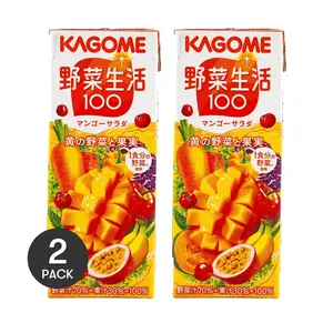 2 Pack Kagome Vegetable Life 100 Mango Veggie Juice 6.76 fl oz - Japanese Diet Drink, Nutrient Rich