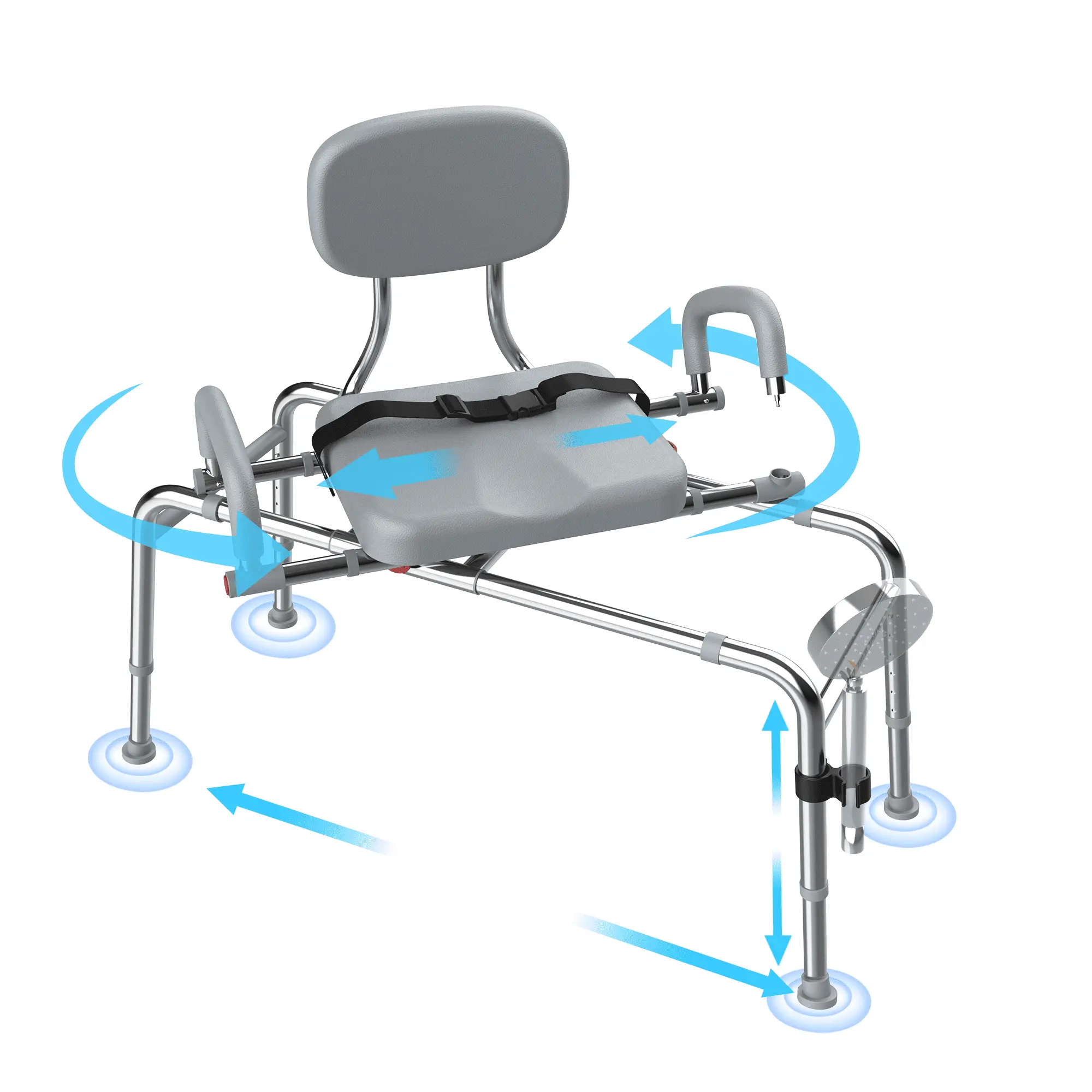 Sliding Shower Chair with Swivel Seat for Seniors