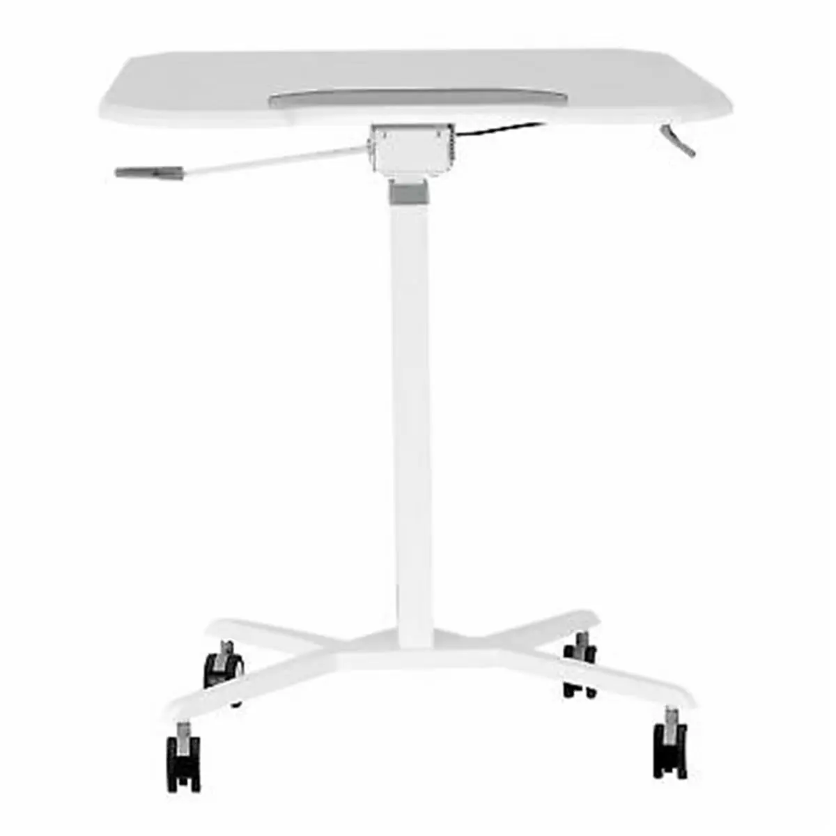 212 MAIN Sit-to-Stand Mobile Office Laptop Stand - Pneumatic Height-Adjustable Rolling Desk with Tilting Top, MDF Panels, White Commercial Office Furniture (Posture Adjustable Desks), Height Adjustable Desks