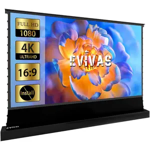 EVIVAS Screens Motorized Projector Screen Electric Controlled 16:9 8K 4K HD 3D Black Projection Screen Office Home Movie Theater (Floor-Rising 100 Inch)