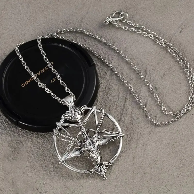 Hot Sale Fashion Jewelry Vintage Charm Women Men Pentagram Pan God Skull Goat Head Pendant Chain Necklaces