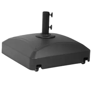 Simple Deluxe 125lb Capacity Fillable Mobile Patio Umbrella Base Heavy Duty Square Market Stand for Outdoor with 4 Wheels, 2 Locks, 2 Knobs