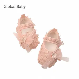 Global Baby Spring Autumn 0-1 Years Old Baby Girl 3-12 December Bow Princess Baby Shoes Soft Sole Anti-slip Foot Protection Shoes Female Baby Newborn Hundred Days Old Bow Princess Shoes