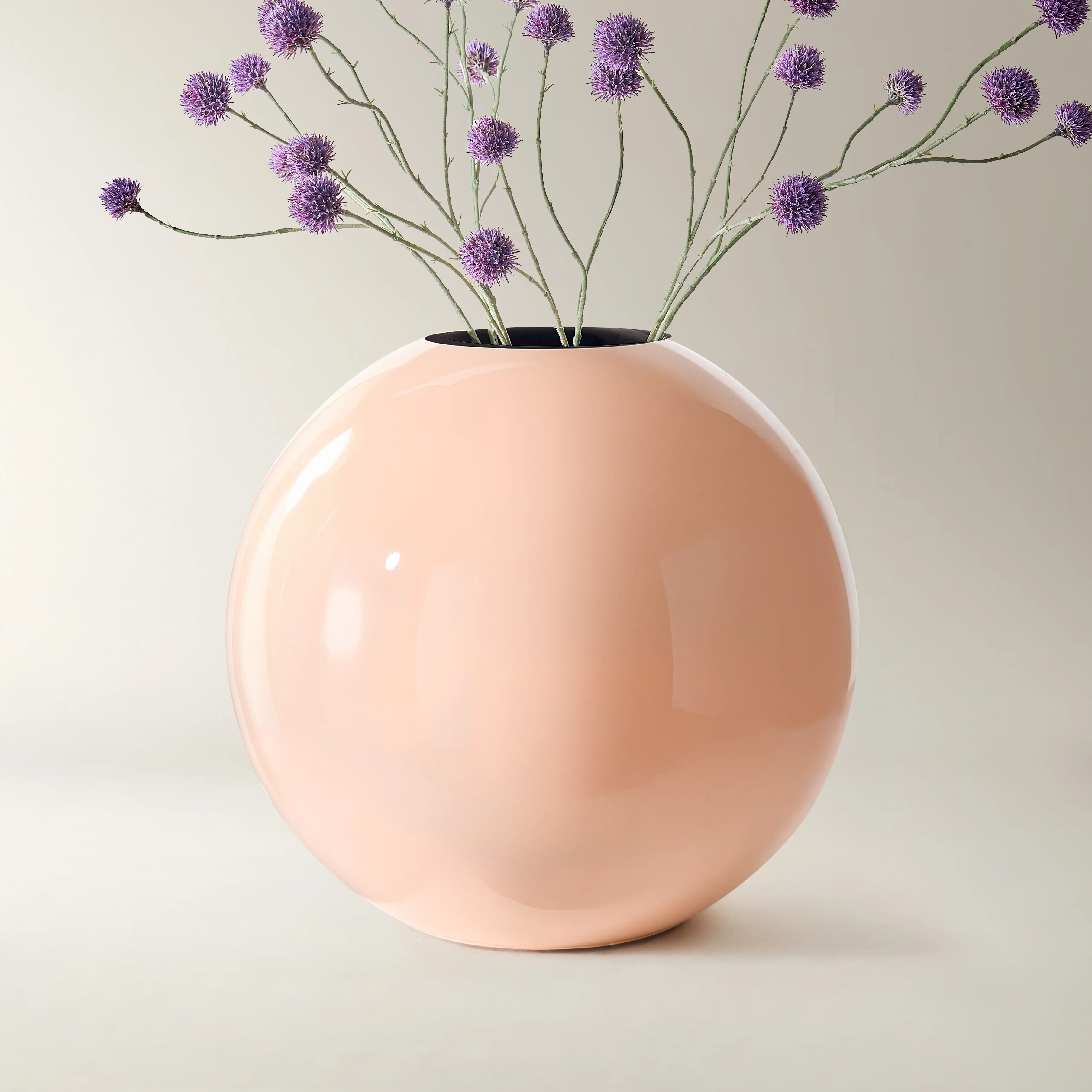 Z Gallerie Modern Glossy Stainless Steel Blush Pink Moon Bubble Sphere Tall Floor Vase - Artistic Design Decorative Accent for Living Room Home Decor, Tall Floor Vases