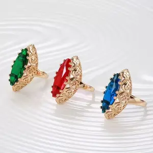 Rose gold vintage ethnic style 3-color marquise gemstone ring jewelry, fashionable and unique for everyday wear, Halloween, women's ring, gift for girlfriend