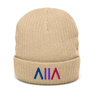 ALLA Embroidered Beanie - Soft Cozy Knit with Alla Logo - 50% Recycled Polyester & Acrylic - Double Layer Cuffed Hat - 21 cm Length