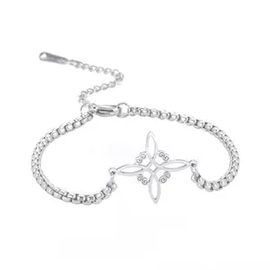 FIMENESS WITCH KNOT CHARM CONNECTOR STAINLESS STEEL BRACELET NON TARNISH JEWELRY