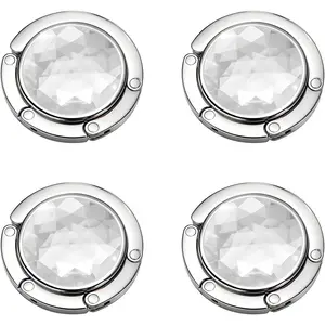 4-Pack Foldable Women's Handbag Hangers Purse Handbag Hook for Table Purse Handbag Hanger for Table Purse Handbag Holder for Table Purse Hanger Handbag Hanger (White, 4)