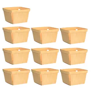 10Pcs Wood Berry Basket 4 Inch Small Basket Container Wood Boxes for Berry Birthday Shower Gifts Fruit Picking Camping - Home Improvement.