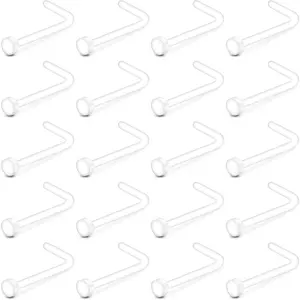 20g Clear Acrylic Nose Studs and Rings-Bioflex L Shaped Nose Pin Retainer for Men and Women