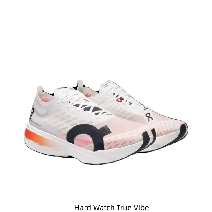 Brand New Sealed Unisex White Pink Gradient Ultra-light Breathable Mesh Racing Running Shoes, with Original Shoe Box, White Thick Cushion Midsole Orange Heel Accent Marathon Competition Fitness Athletic Sneakers