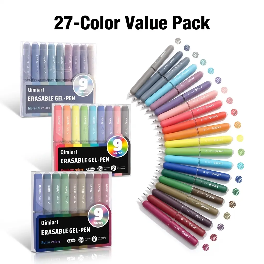 【27-Colors Value Pack】 Languo KC260 Erasable Gel Pens Set, 0.6mm Fine Point Colored Pens for Bullet Journaling & Notes, Mistake-Free Smooth Writing (Morandi, Retro, Rainbow Colors) festival gift colorful precision stylus tip kids stationery office school