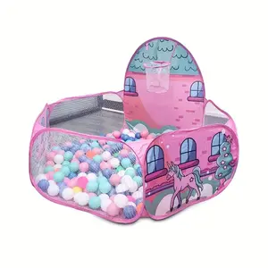 Children's Cartoon Ocean Ball Pit Tent with Basketball Hoop |       Foldable Baby Play Game Tent, Easy to Assemble & Store