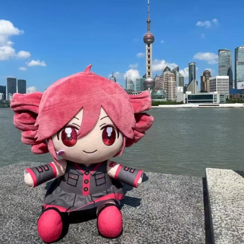 Teto Plush Virtual Singer, Doll-related products Cotton Dolls Teto Plush Dolls, Anime Merchandise Teto Cotton Dolls, Adorable Fufu Sitting Figures Perfect for desktops, bedside, pillow decorations, or birthday gifts, Soft Stuffed Doll