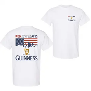 Red White And Guinness Logo T-Shirt, 4th of July Graphic Tee, Patriotic Beer Lover Shirt, Summer Casual Unisex Outfit for Men Women, Vintage Graphic Tee Trendy Streetwear