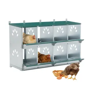 Green 8-Compartment Galvanized Steel Chicken Nesting Box 42.72x16.34x26.38 Inch Roll-Out Egg Design Ventilated Sloped Roof Rustproof Heavy-Duty Poultry Laying Box for Coop