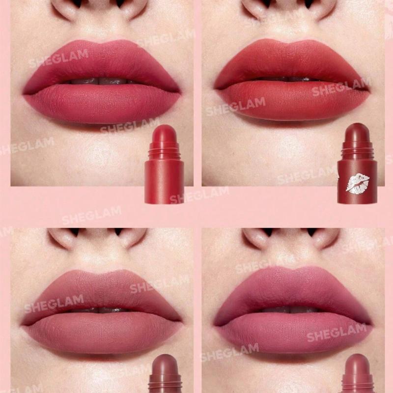 SHEGLAM Mega Lip Stacks-Pink 4 In 1 Creamy-Matte Red Lipstick Kit - Cosmetic