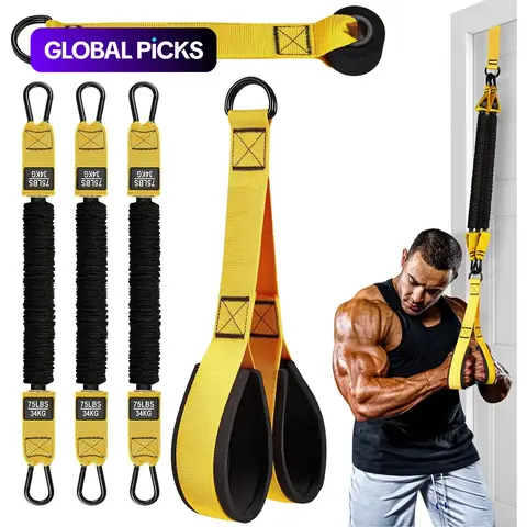 【Black Friday】Heavy-Duty Latex Resistance Bands with 225 lb Total Resistance and Door Anchor, Full-Body Training Equipment for Home and Gym Workouts #GLOBAL PICKS