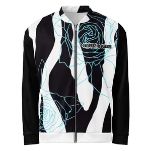 Bomber Jacket With Zebra Stripes And Roses
