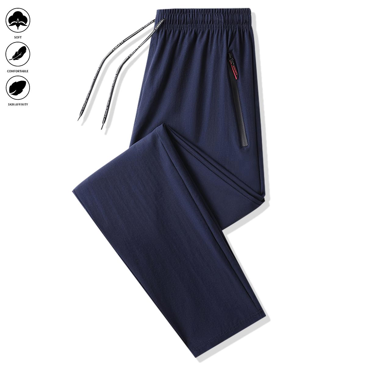 4-piece solid-color versatile men's athletic trousers with zipped pockets, elastic drawstring waist design, comfortable and skin-friendly outdoor trousers, soft fitness jogging pants, fitted sweat-absorbing lightweight breathable sports pants