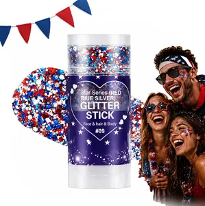 4th of July Glitter Stick - Red, White & Blue Body and Hair Sparkle for Independence Day Parties, Festivals