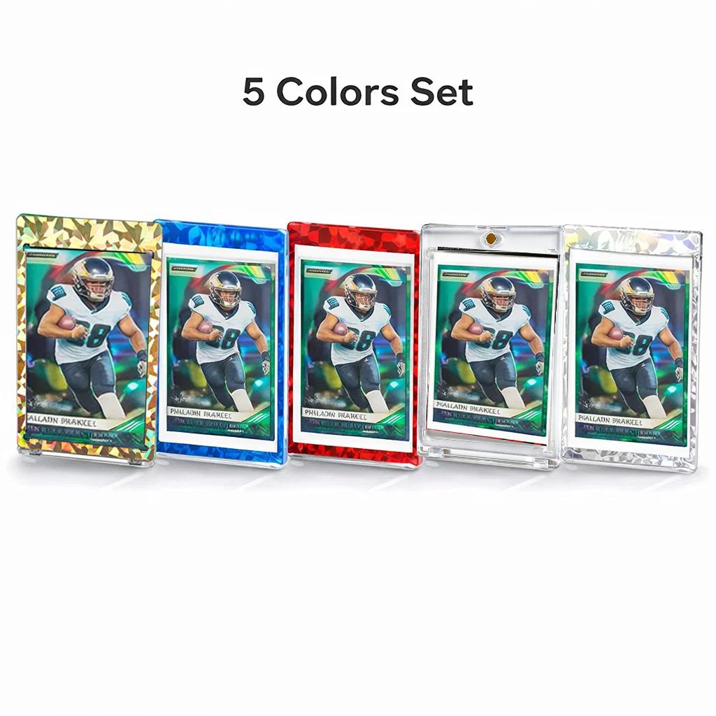 25 Pack Multi-color Ice Magnetic Card Holder 35pt, Magnetic Card Display Case, UV Protection, Trading Card Showcase Bumper