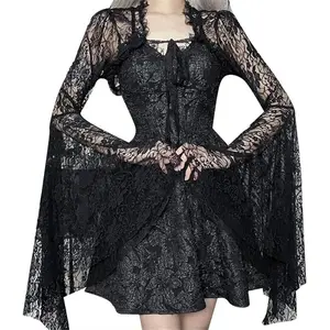 Bolero Shrug Top Trad Goth Black Shawls and Wraps for Evening Dresses Short Cardigan