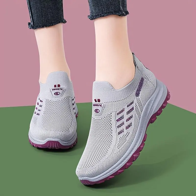 Effortless Slip‑On Knit Sneakers | Breathable Mesh Rugged‑Sole Platform Trainers for All‑Day Walking