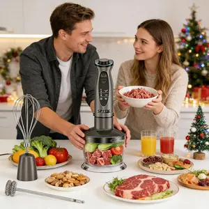 SPZTJK Kitchen Hand Blender, 5-in-1 Electric Hand Blender, Stainless Steel Hand Blender, Vegetable Masher & Whisk, Electric Chopper, Variable Speed Hand Blender for Baby Food, Soup, Smoothies, Puree, Sauce Hand Blender