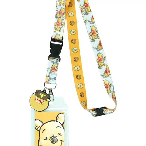 Disney Winnie the Pooh Hunny Pot Breakaway Lanyard ID Badge Holder with 2" Rubber Charm
