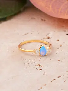 925 Sterling Silver Blue Opal RingWith zirconia-encrusted waterdrop design • Unique artistic aesthetics • Minimalist luxury for daily wear • Exquisite gift for her & besties