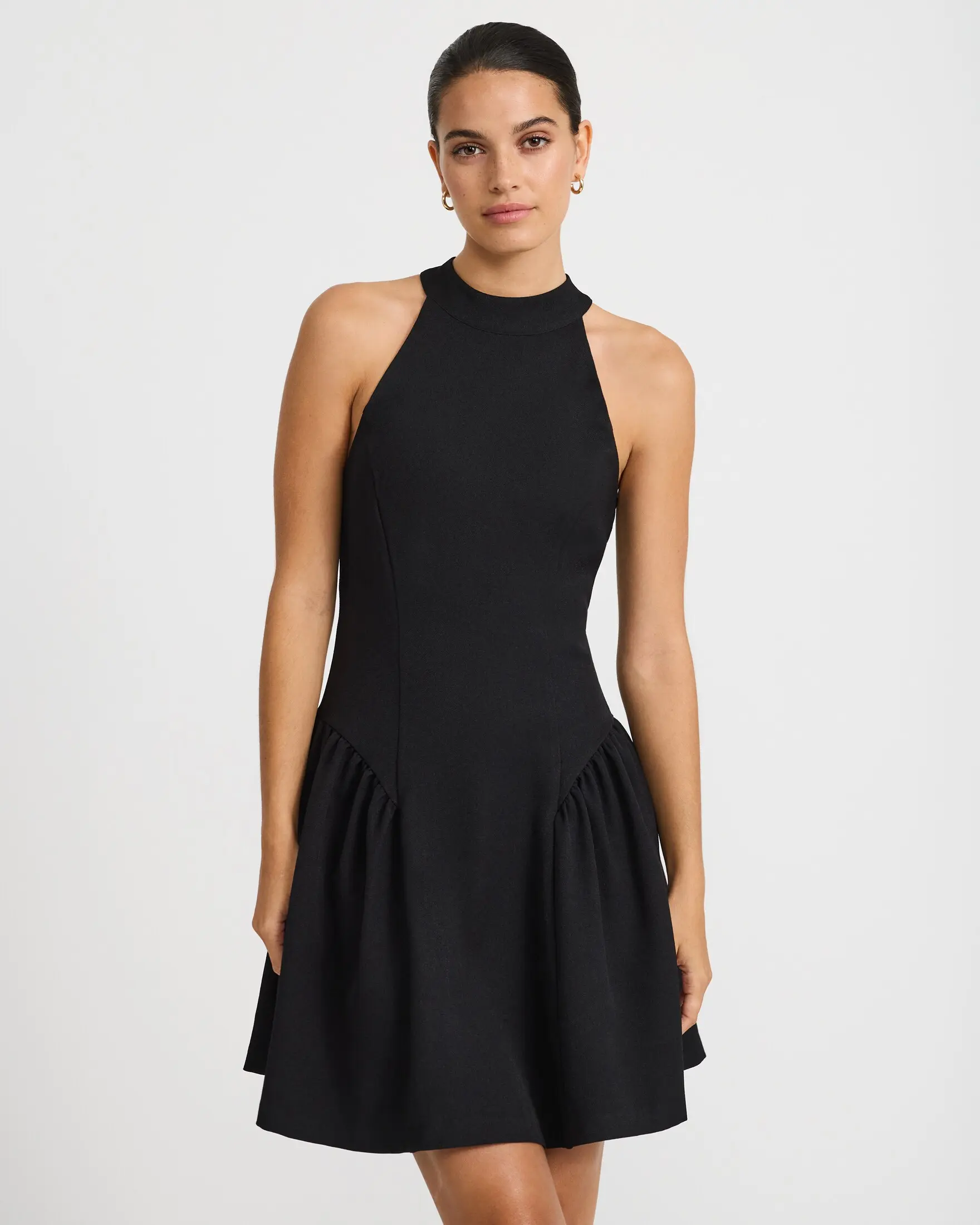 Express Halter Drop Waist Fit and Flare Mini Dress
