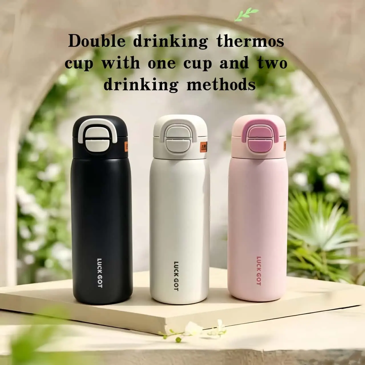 Double Drink Reusable Vacuum Insulated Cup 500ML, Portable Water Bottle for Outdoor and Car Use, Insulated Water Bottles, Multi-Color Options, 316 Stainless Steel, Perfect Gift, Insulated Flask