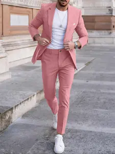 Spring Summer British Style Suit Set, Exquisite Suits, Slimming Fit, High Waist Design, Perfect for Men, Stylish Business Attire, Comfortable Fabric, Ideal for Work