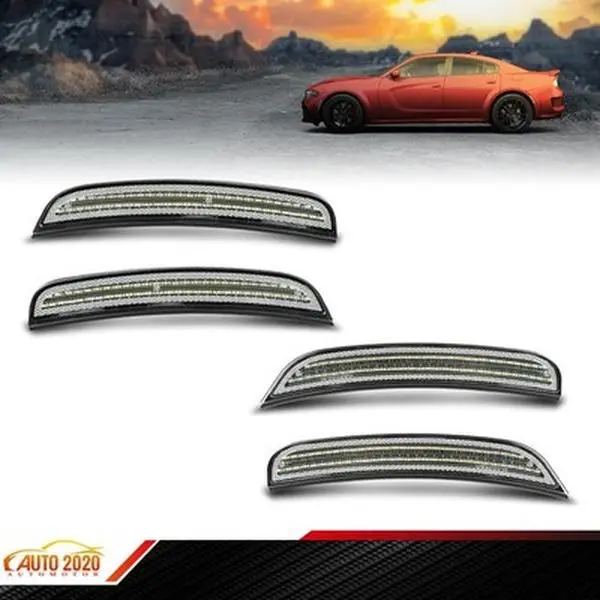 White Front & Rear Fender Side Markers Pair, LED Automotive Car Light, Car Accessories for 15-22 Dodge Charger, Led Lights