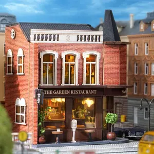 DIY Miniature House Kit, Cuteroom Wooden Toy House Set with Furniture, DIY Toy House Kit Birthday Gift Garden Restaurant, Wooden Decor, Home Decor Ornaments