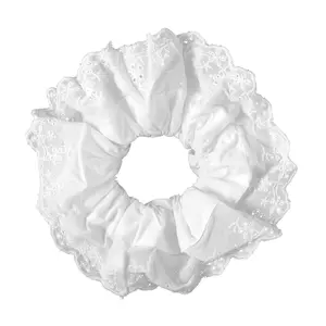 White Scrunchies for Women Large Lace Scrunchies Elastic Hair Ties No  Double Layer Hair Bands (white)