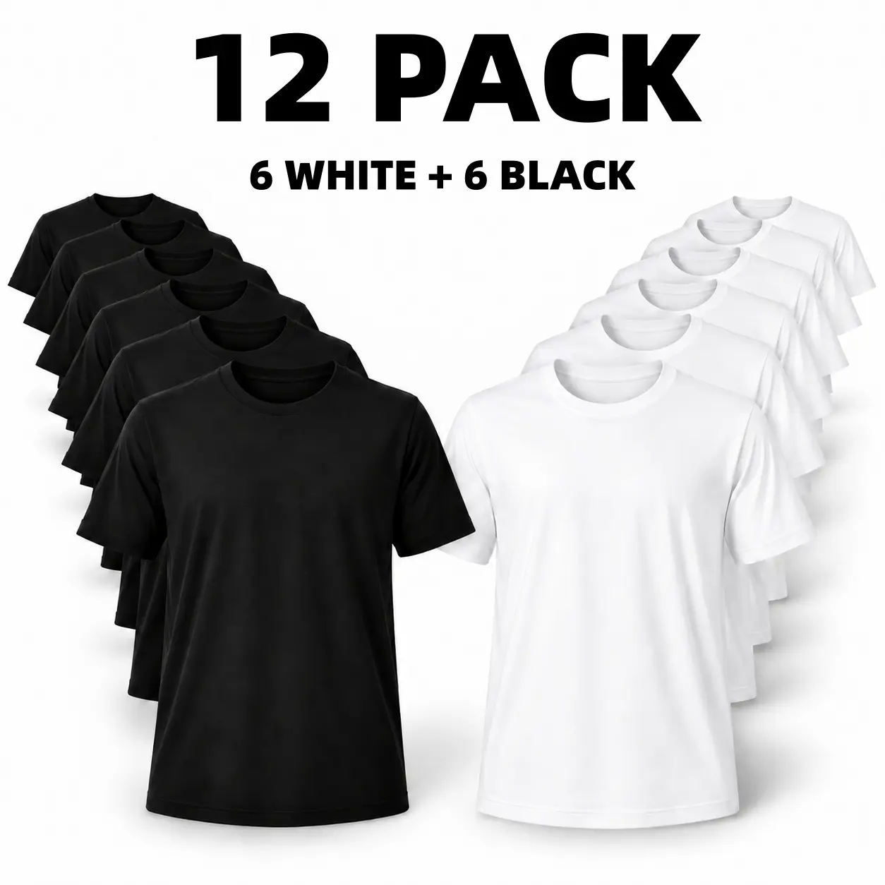 12 Pack Unisex T-Shirts for Men & Women, Classic Crew Neck Short Sleeve Basic Tees, Soft Comfortable Everyday Casual Shirts, Bulk Multipack Tops