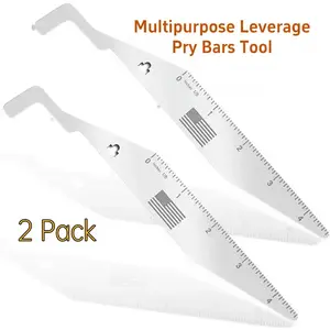 Multipurpose Leverage Pry Bars Tool - 2 Pack Stainless Steel Single Hook Door Opener with Long Handle Triangle Paddle for Firefighters EMTs Handymen & Home Use