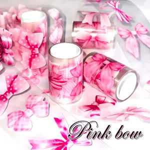 **2M Pink Bow PET Tape - Cartoon Creative Stationery DIY Artistic Journal Material for Scrapbooking & Crafts**