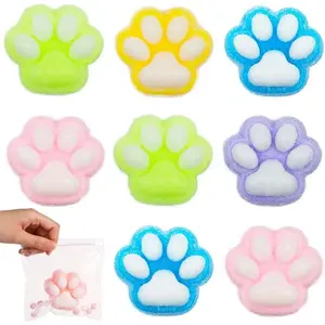 5 Pack Squishy Cat Paw Squeeze Toys, Cute Kawaii Squishies Sensory Mochi Toys, Stress Relieving Fur Ball OPP Packaging Gifts, Party Favors Soft Squishy Fidget Toys for Kids