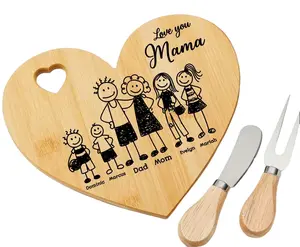 Personalized Heart-Shaped Engraved Charcuterie Chopping Board personalized with your favorite Inscription, Knives-Compatible Kitchen Cutting Board, Tableware Rest Cutlery