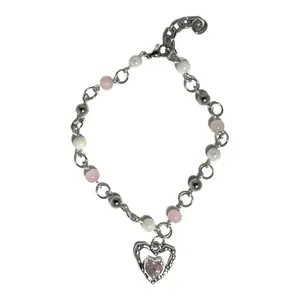 Loverz Dream Handmade Anklet 9-10" Stainless Steel/alloy Beaded Heart Anklet for Women Fever Dreamz