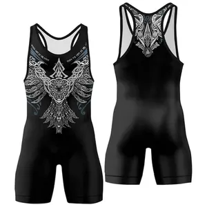 BattleFitGear Muninn Eagle Wrestling Singlet – Men's Compression Fightwear for BJJ, MMA, Grappling & Gym Warriors
