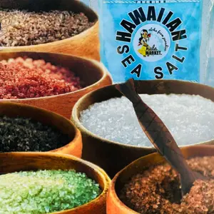 Hula Market 100% Pure Molokai Hawaiian Sea Salt - 8 Oz. | Alaea, Lava, Coffee, White, Bamboo & Kiawe!