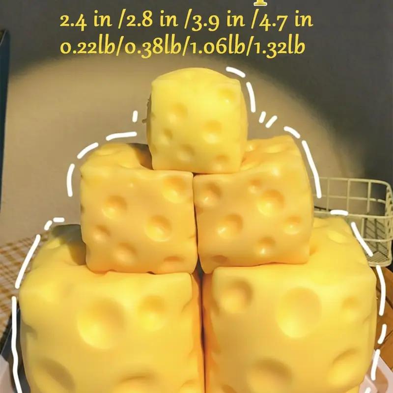 Squashy Cheese Block Yellow, moldable fidget ToywithSqueeze Feature, Ideal for Play and RelaxationReboundingSensory Toy Helps Relax & Focus, SensoryCheese for Kids& Adults, TPR Material